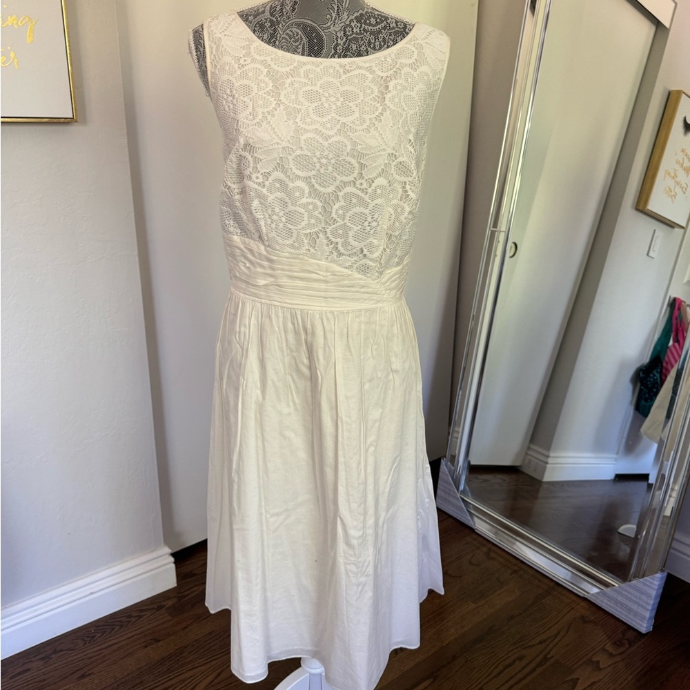 Adrianne Papell white sundress with lace bodice